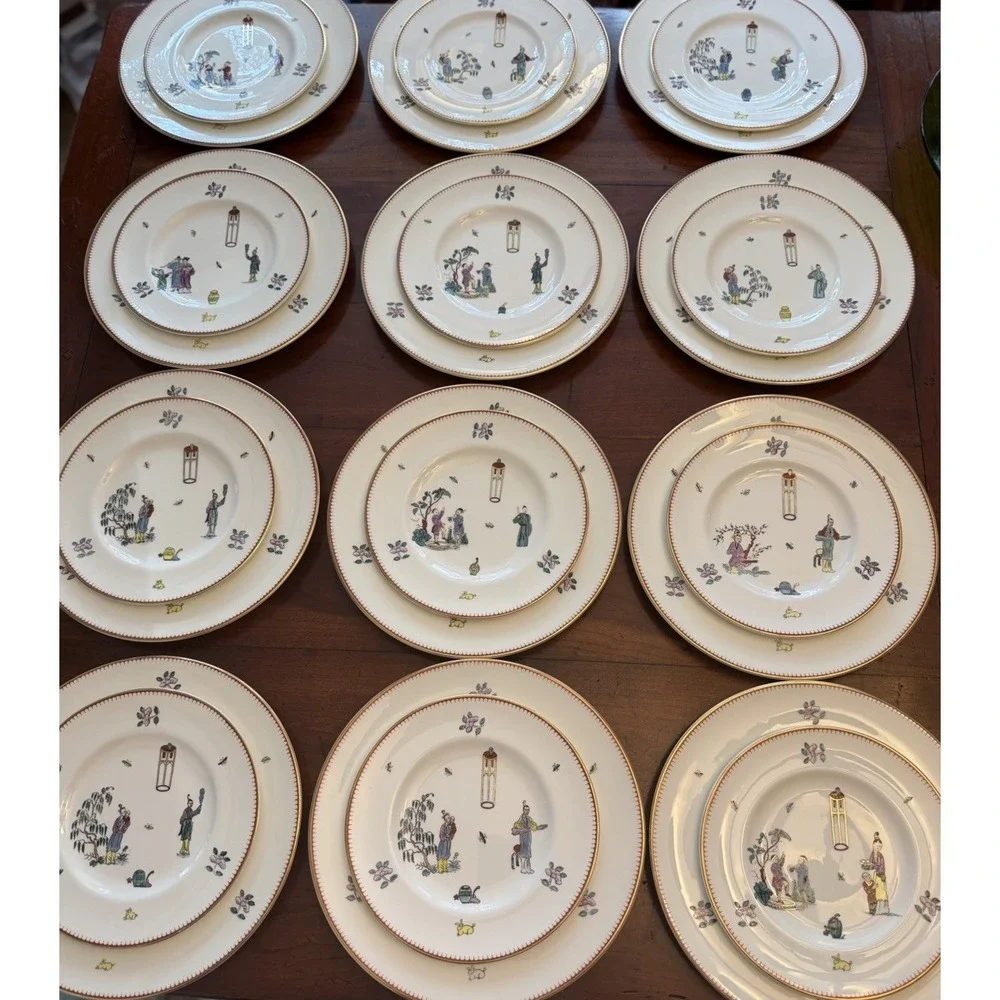 84pc Royal Worcester Early Worcester China Reproduction Chinoiserie Dinner Set